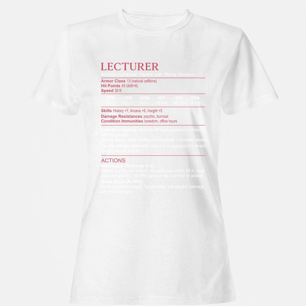 Lecturer Stats Women's T-Shirt - White - 16