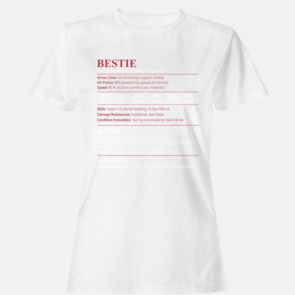 Bestie Stats Women's T-Shirt - White - 16