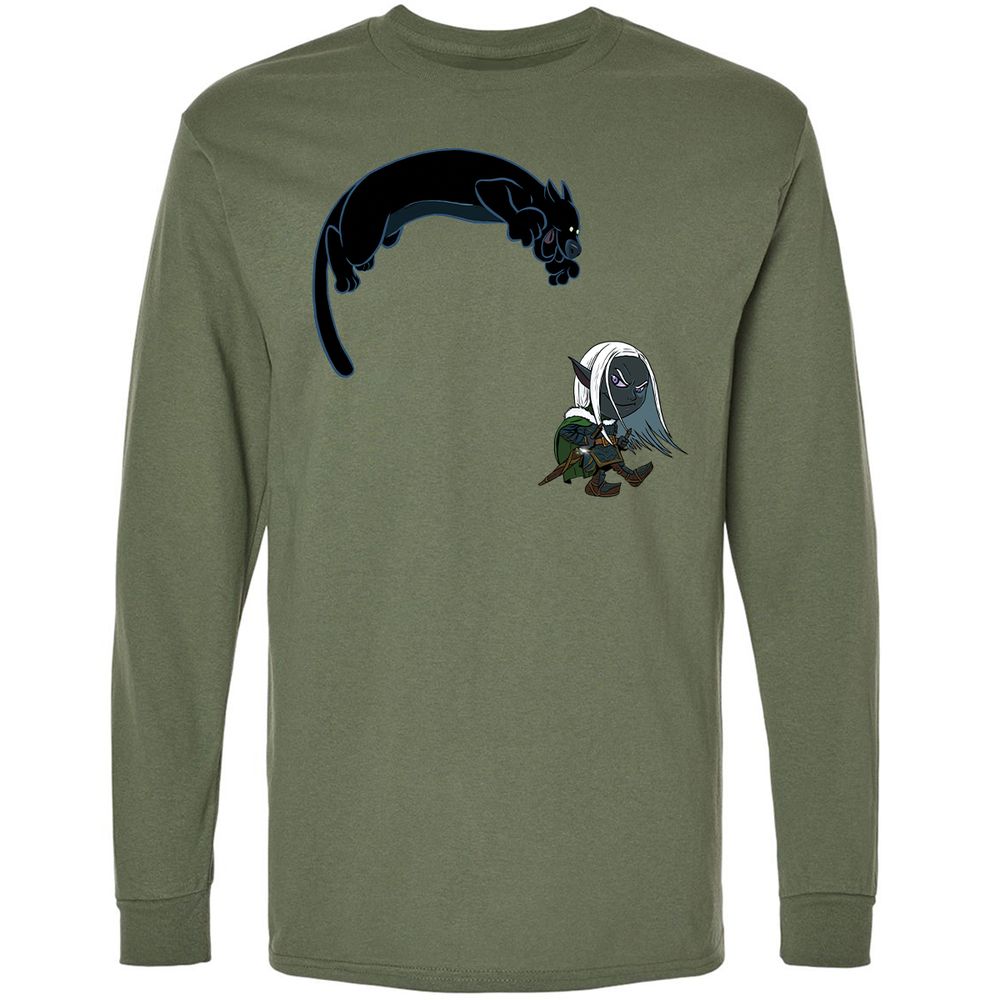 Drizzt and Guenhwyvar Long Sleeve T-Shirt - Military Green - 19