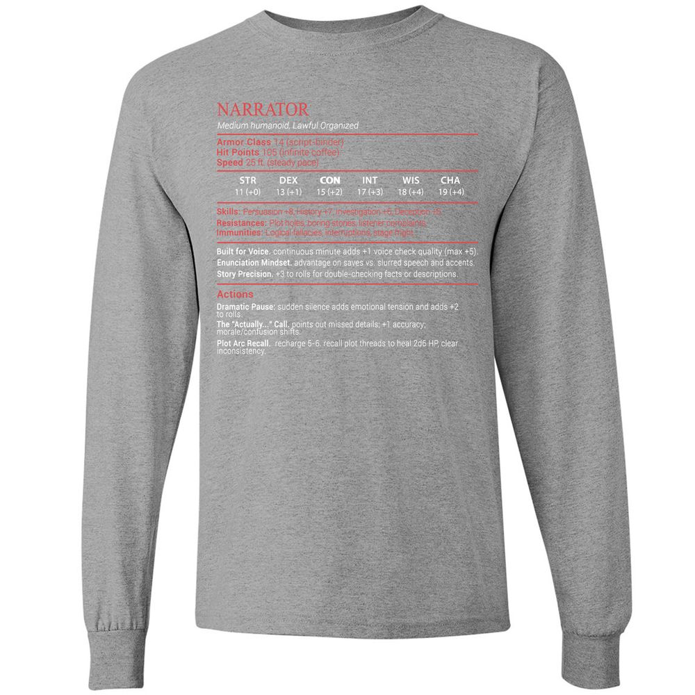 Narrator Stats Block - Sport Grey - 19