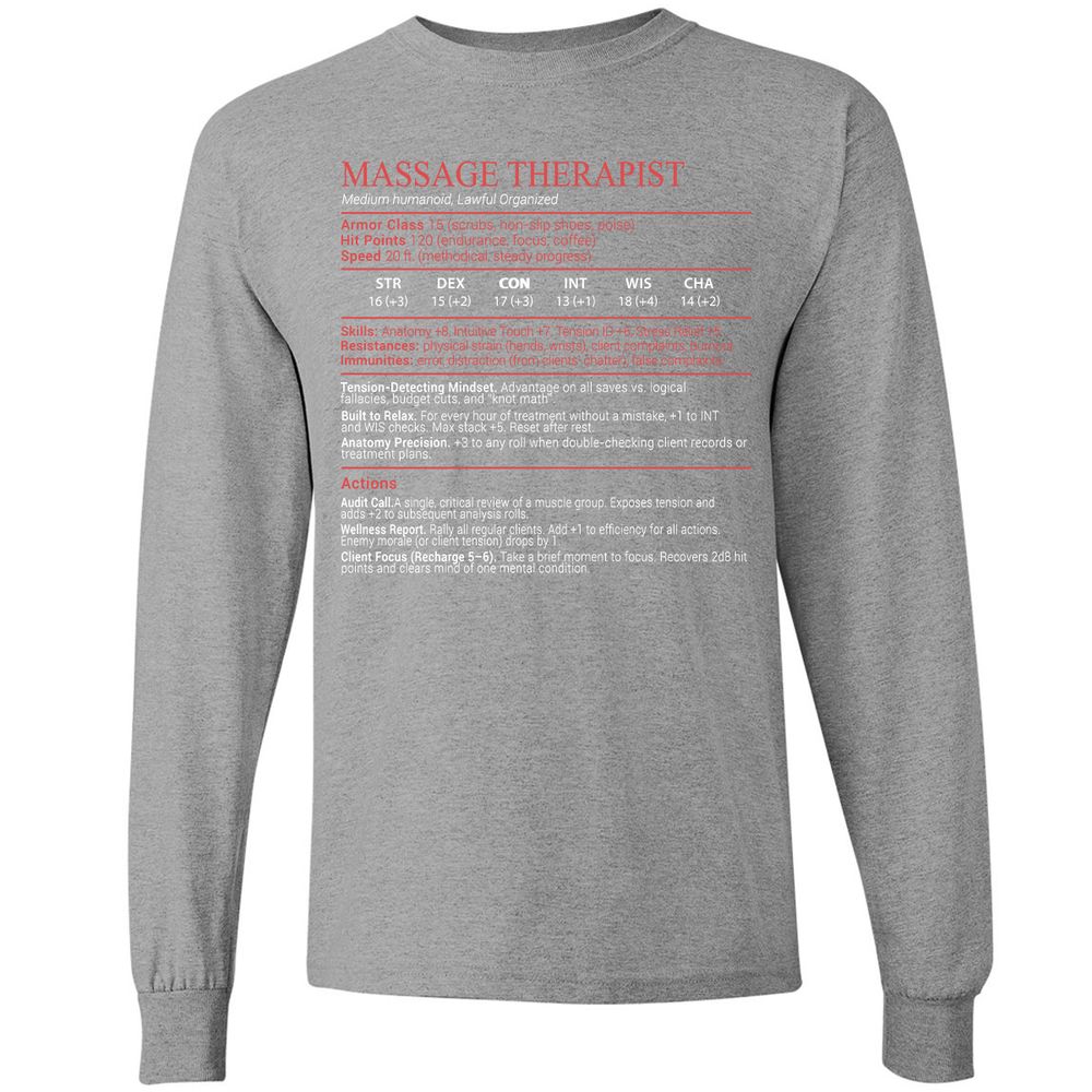 Massage Therapist Stats Block - Sport Grey - 19