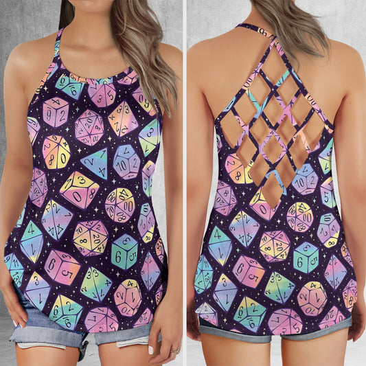 Magic Dice Dark Rainbow Criss Cross Tank Top