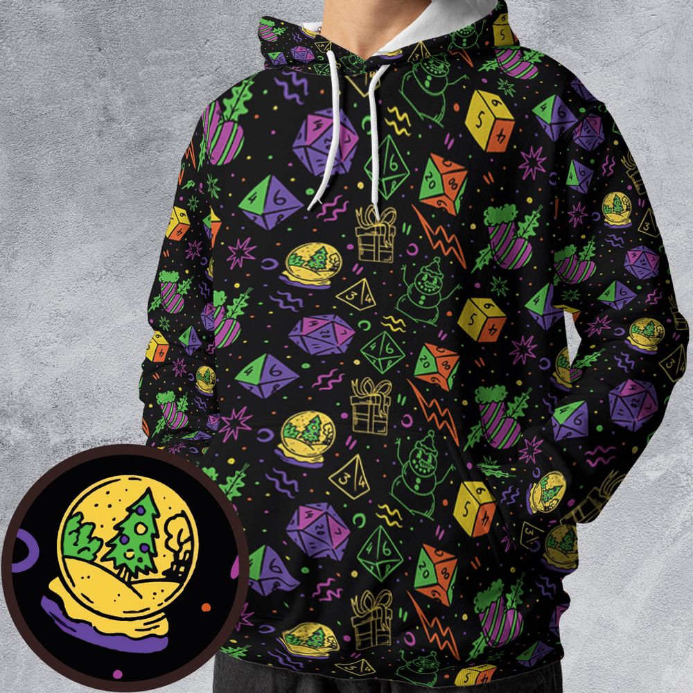 Christmas Role Playing Dice All-over Print Hoodie -  - 1