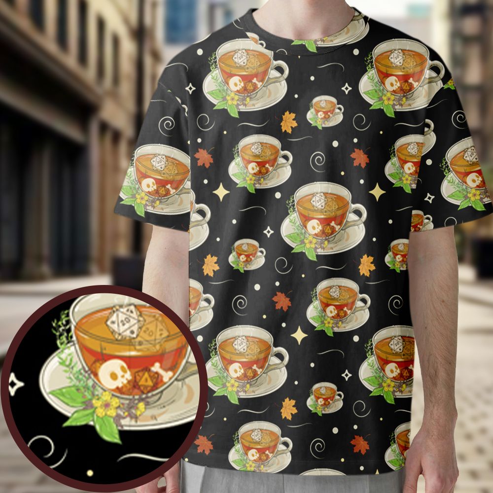 Cute Dnd Fall Tea All-Over Print Unisex T-Shirt -  - 1