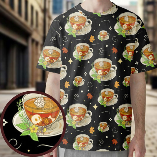 Cute Dnd Fall Tea All-Over Print Unisex T-Shirt -  - 1