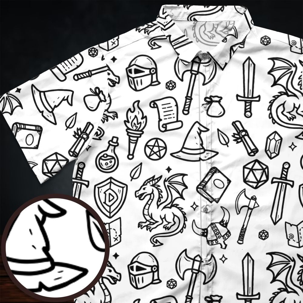 Fantasy Dragon Seamless Pattern Button Down Shirt -  - 1