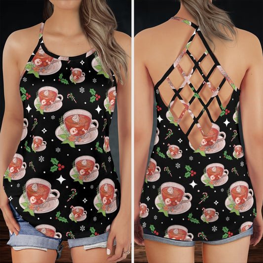 Cute DnD Christmas Tea Criss Cross Tank Top -  - 1