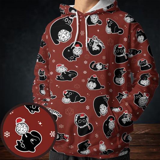 Christmas Black Cat Dice All-over Print Hoodie -  - 1