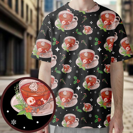 Cute DnD Christmas Tea All-Over Print Unisex T-Shirt -  - 1