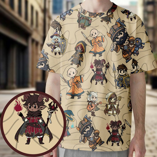 Chibi DnD Party – All Classes All-Over Print Unisex T-Shirt -  - 1