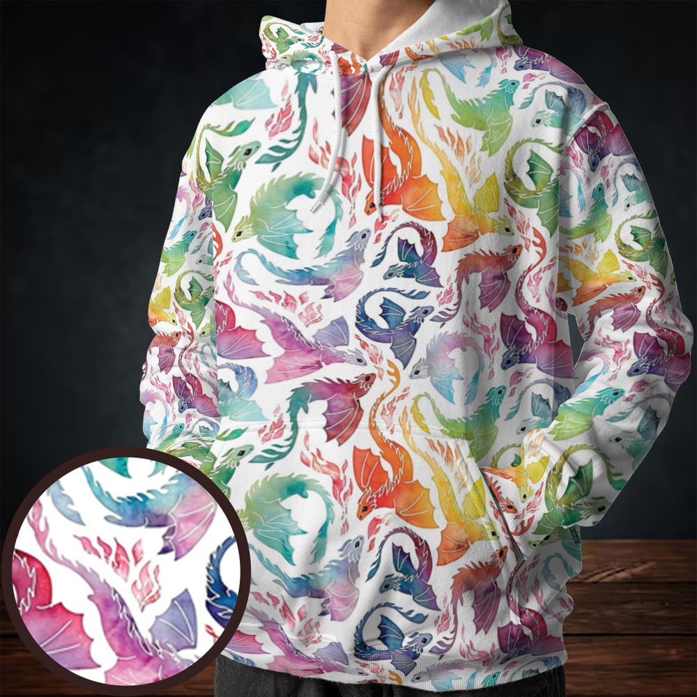 Dragon fire rainbow All-over Print Hoodie -  - 1