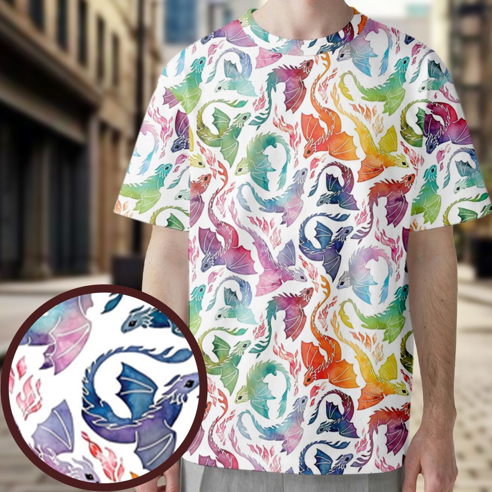 Dragon fire rainbow All-Over Print Unisex T-Shirt -  - 1