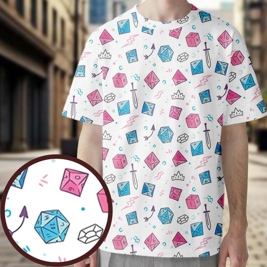 DnD Dice Pattern Cute All-Over Print Unisex T-Shirt -  - 1