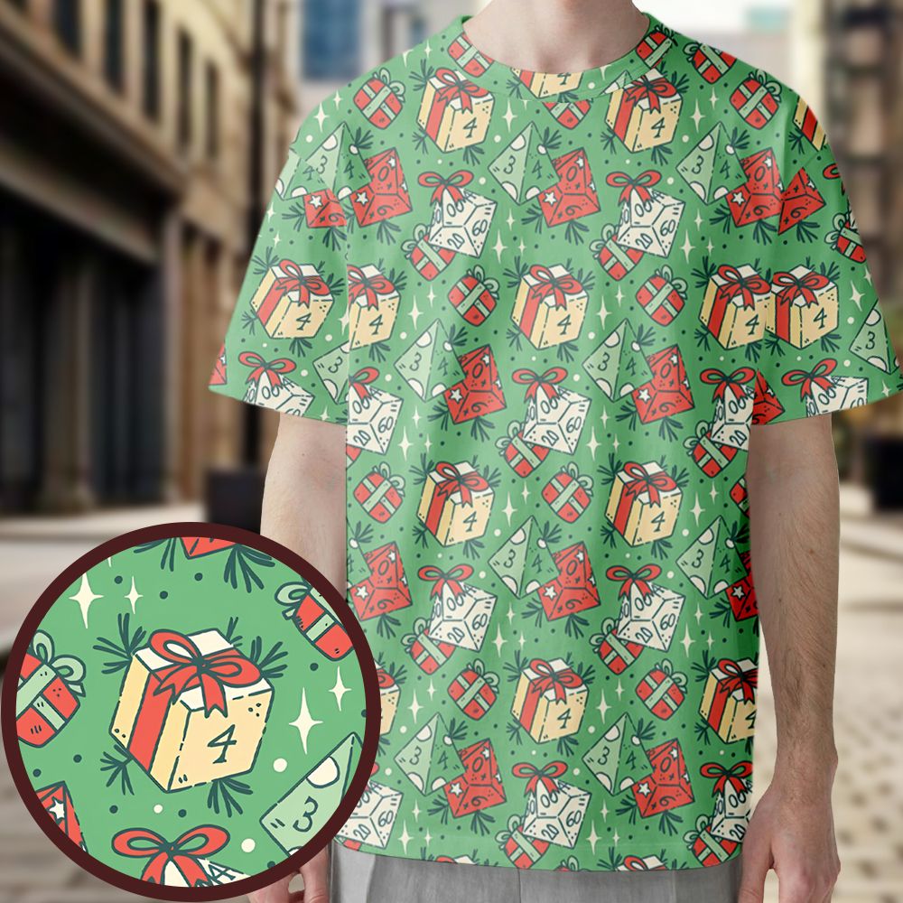 Christmas Dice Gift All-Over Print Unisex T-Shirt -  - 1