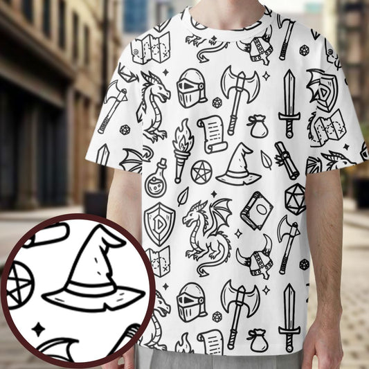 Fantasy Dragon Seamless Pattern All-Over Print Unisex T-Shirt -  - 1
