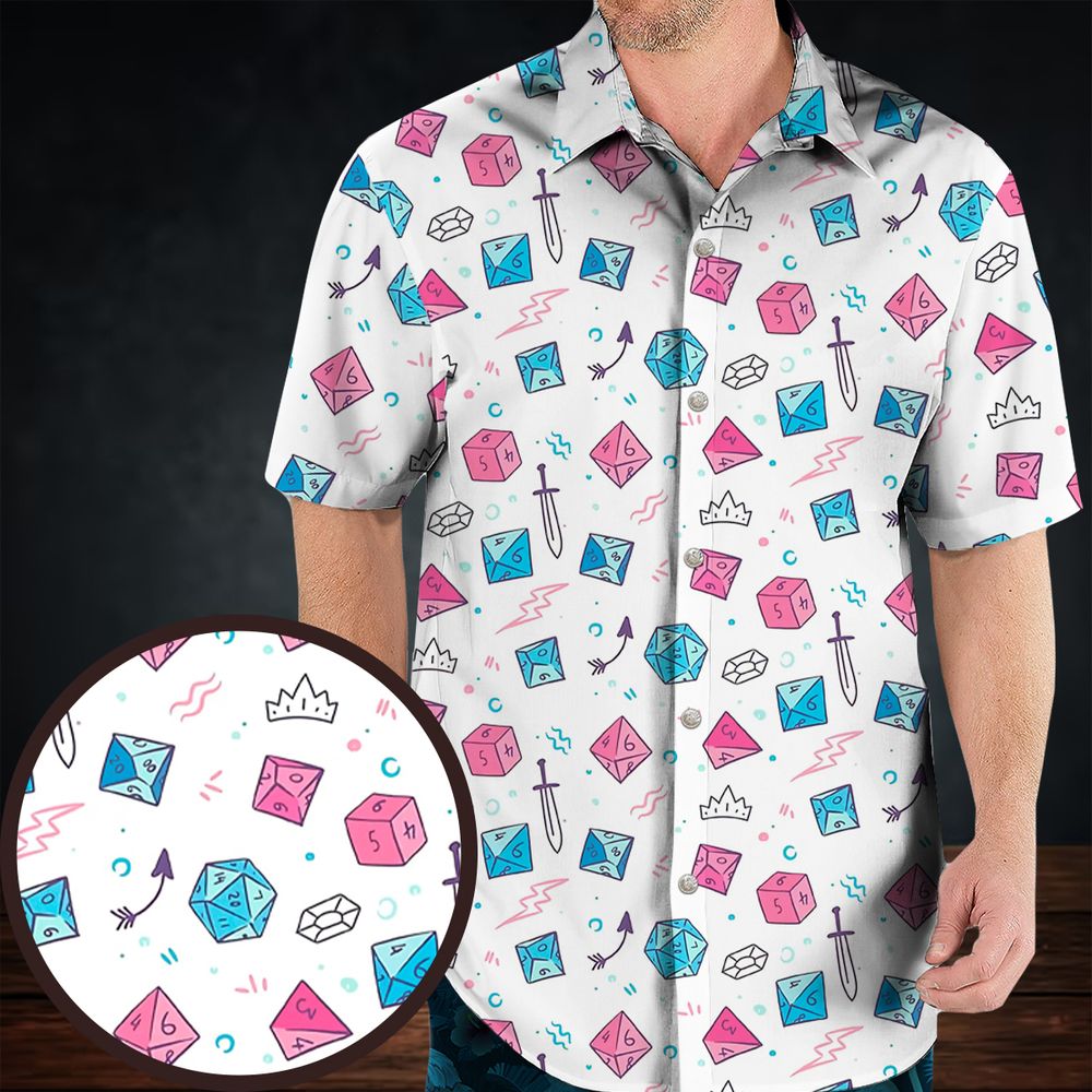 DnD Dice Pattern Cute Hawaiian Shirt -  - 1