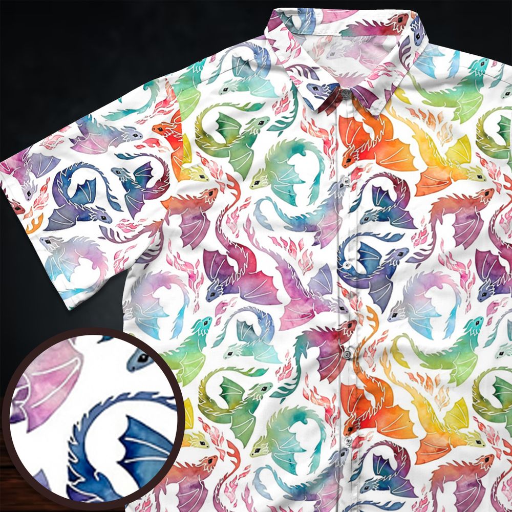 Dragon fire rainbow Button Down Shirt -  - 1