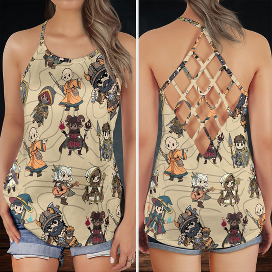 Chibi DnD Party – All Classes Criss Cross Tank Top -  - 1