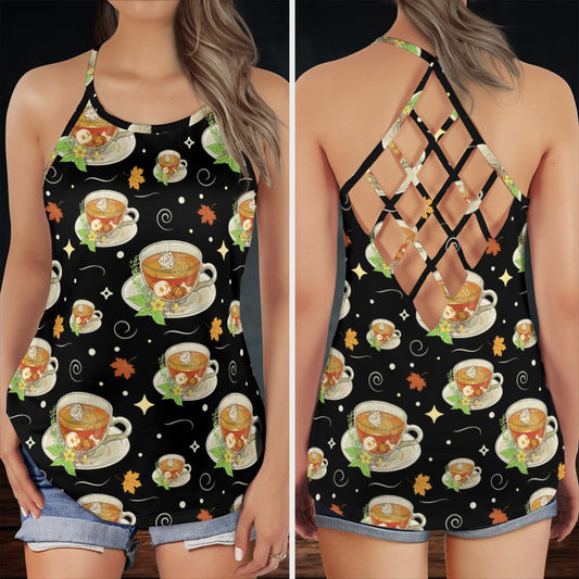 Cute Dnd Fall Tea Criss Cross Tank Top -  - 1