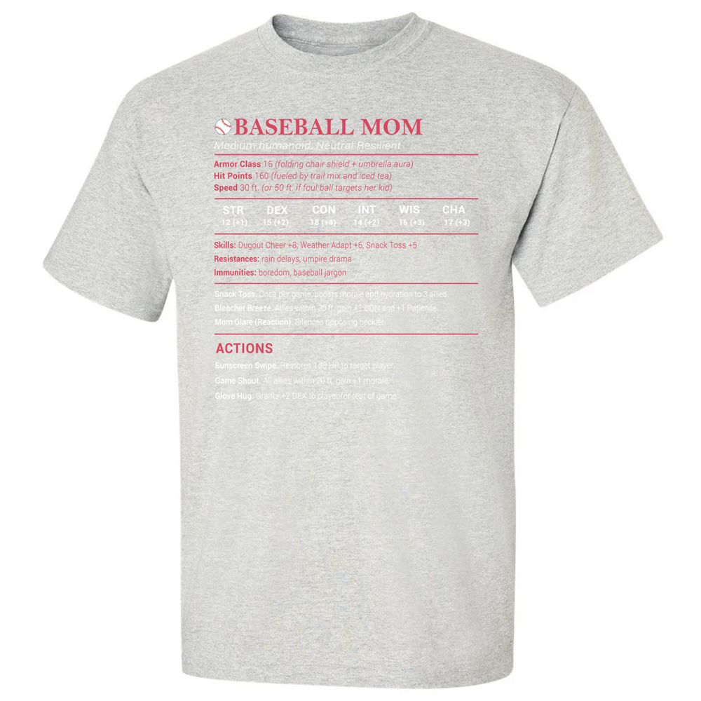 Baseball Mom Classic Unisex T-Shirt - Ash - 2