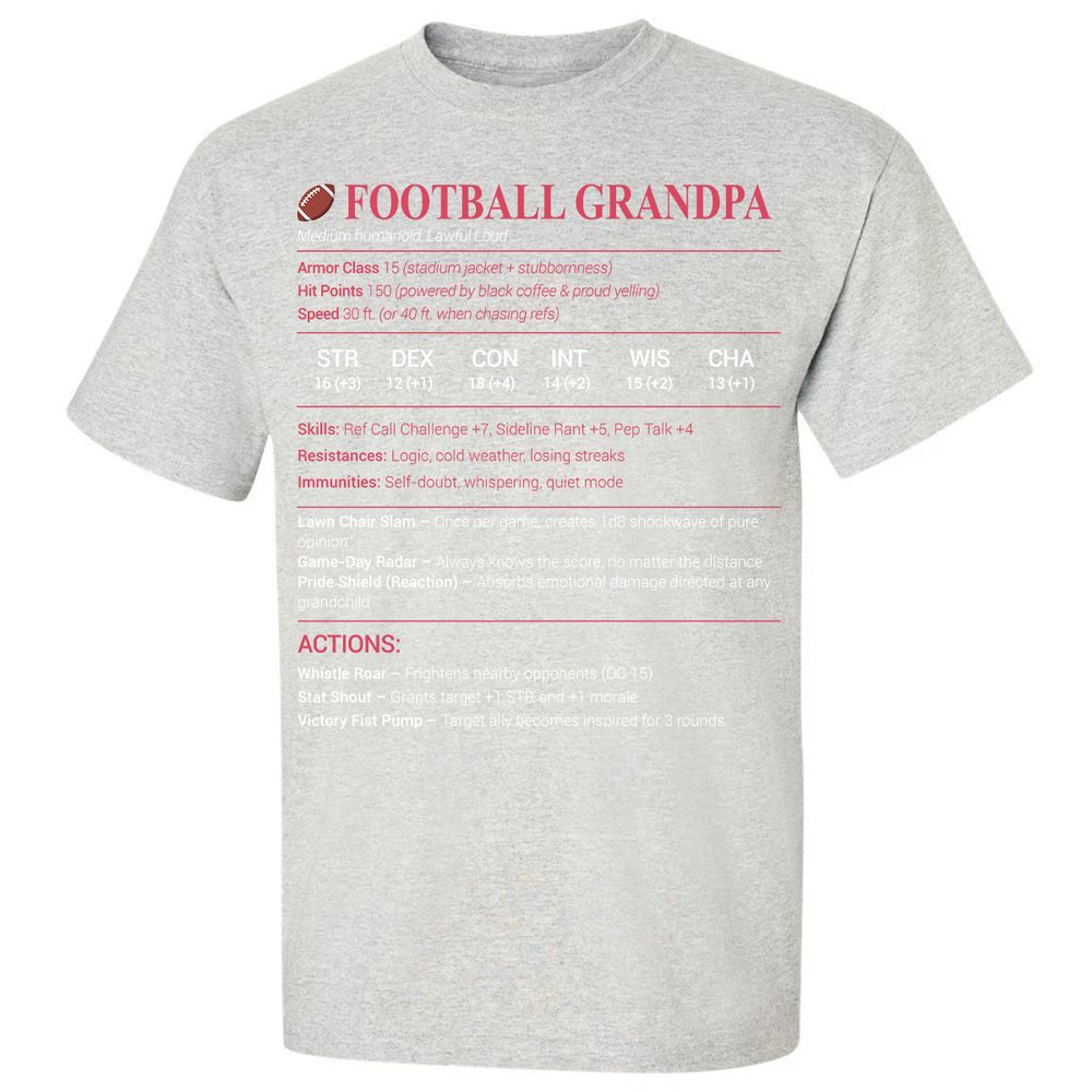 Football Grandpa Classic Unisex T-Shirt - Ash - 2