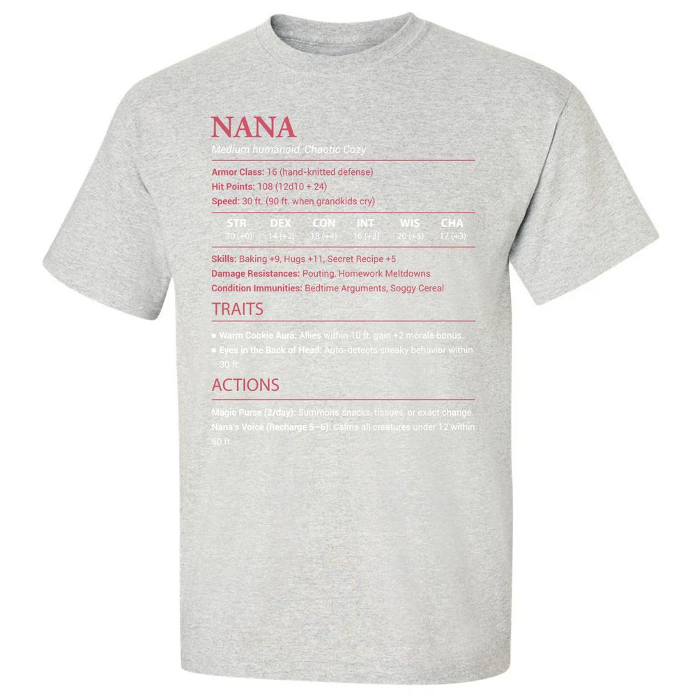 Nana Stats Classic Unisex T-Shirt - Ash - 2