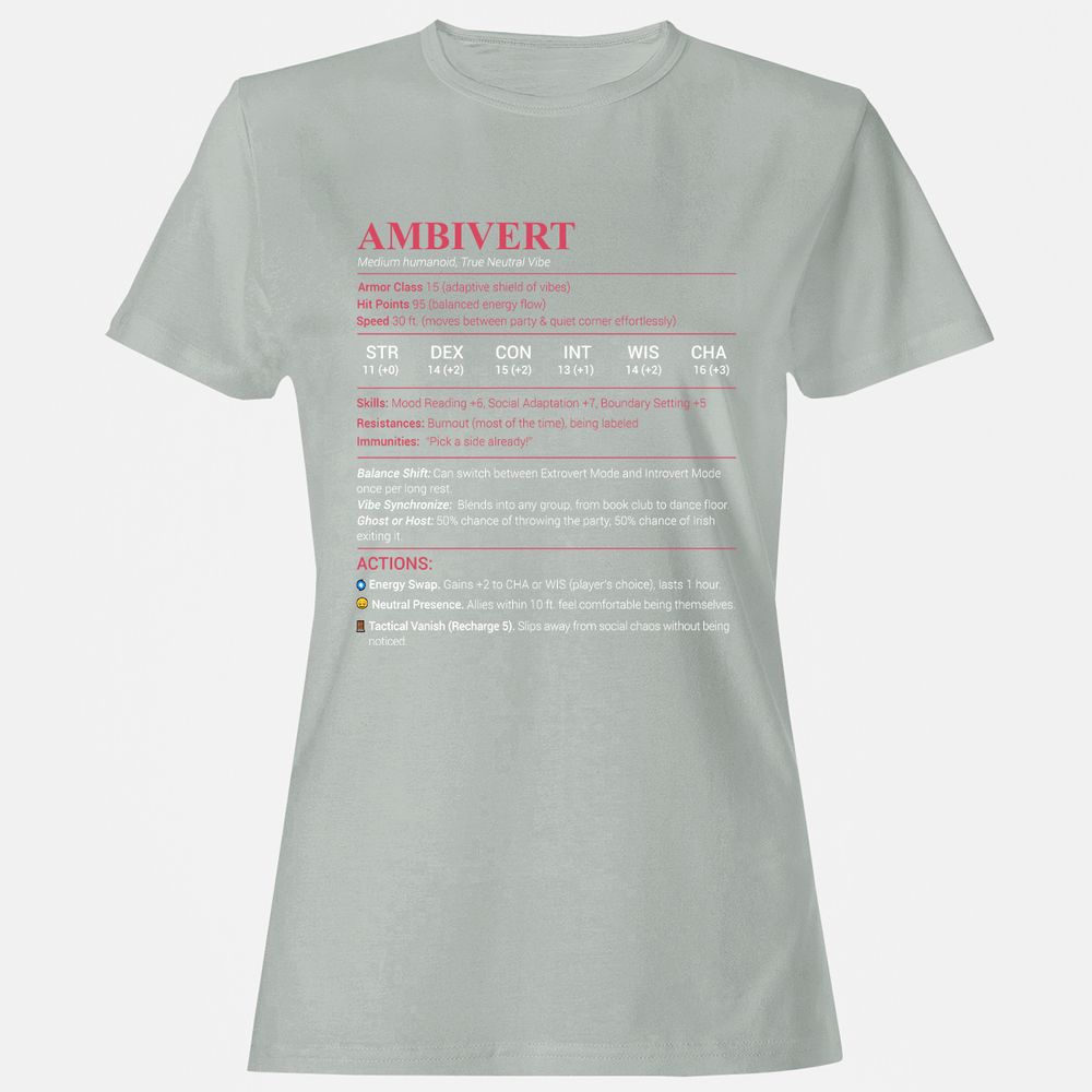 Ambivert Stats Women's T-Shirt - Ash - 2