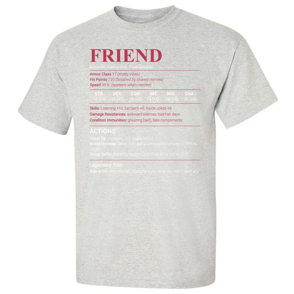 Friend Stats Classic Unisex T-Shirt - Ash - 2