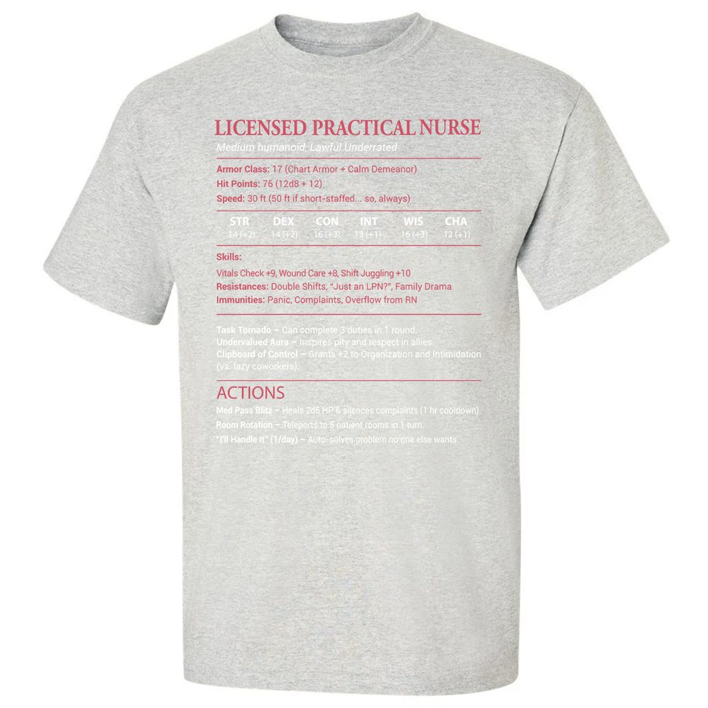 Licensed Practical Nurse LPN Classic Unisex T-Shirt - Ash - 2