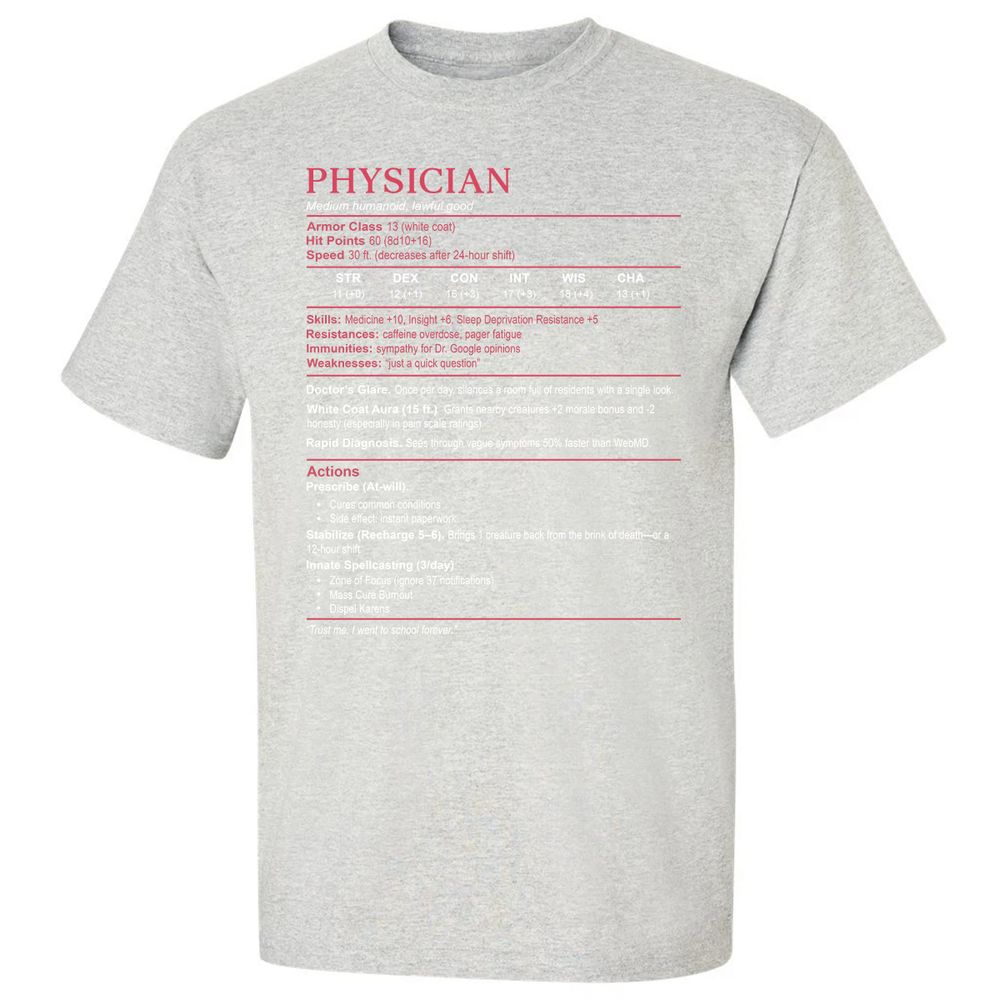 Physician Stats Classic Unisex T-Shirt - Ash - 2