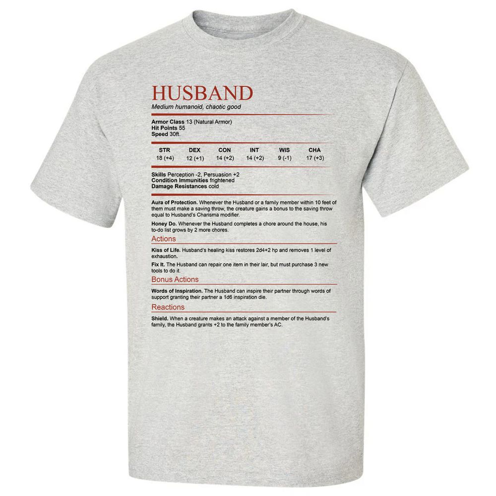 Husband White Classic Unisex T-Shirt - Ash - 2