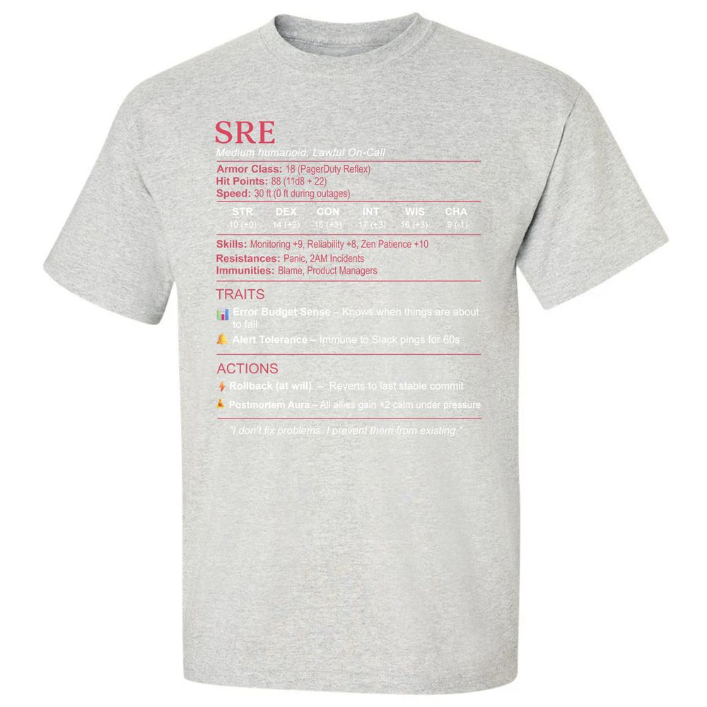 SRE Stats Classic Unisex T-Shirt - Ash - 2