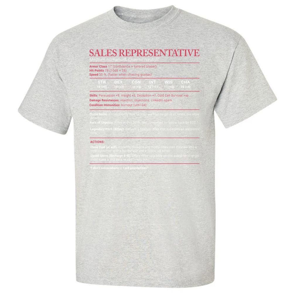 Sales Presentative Stats Classic Unisex T-Shirt - Ash - 2