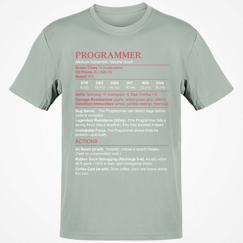 Programmer Stats Classic Unisex T-Shirt - Ash - 2