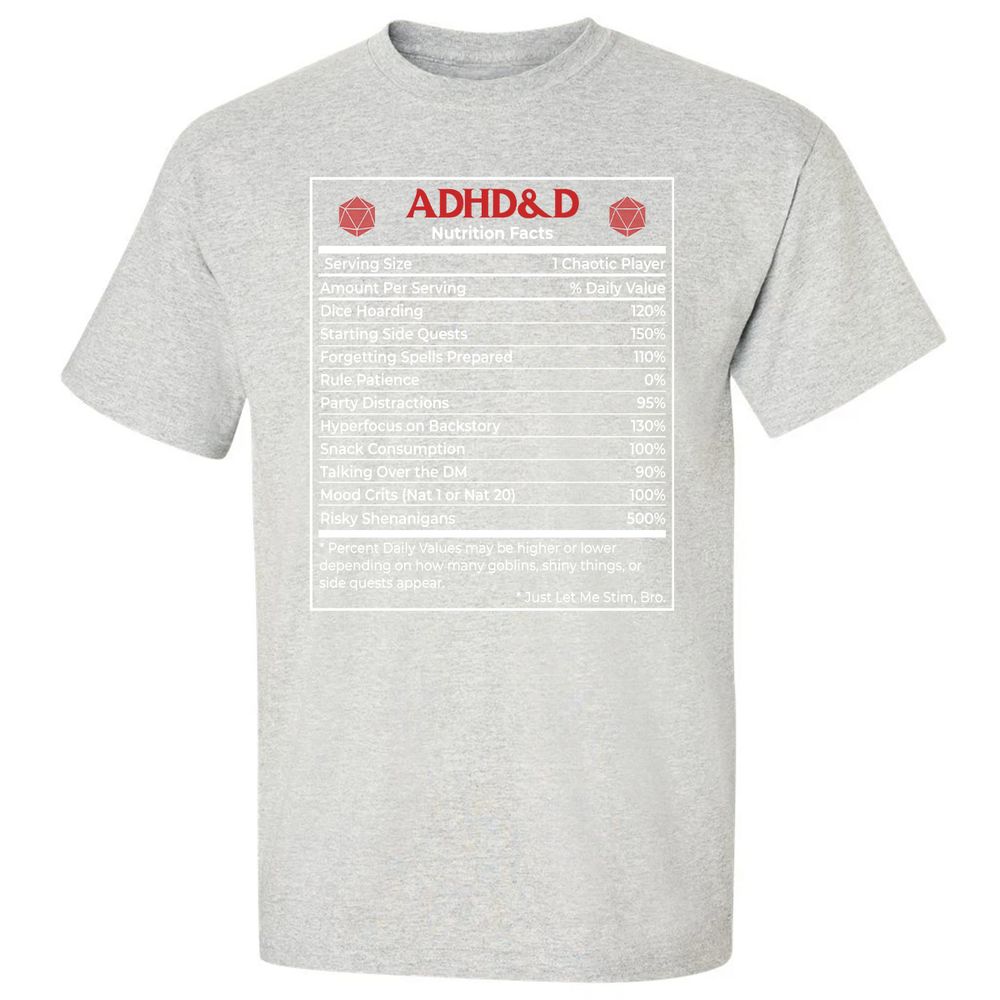 ADHD&D Nutrition Facts Classic Unisex T-Shirt - Ash - 2