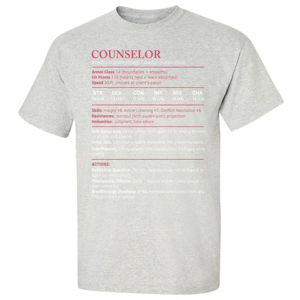 Counselor Stats Classic Unisex T-Shirt - Ash - 2