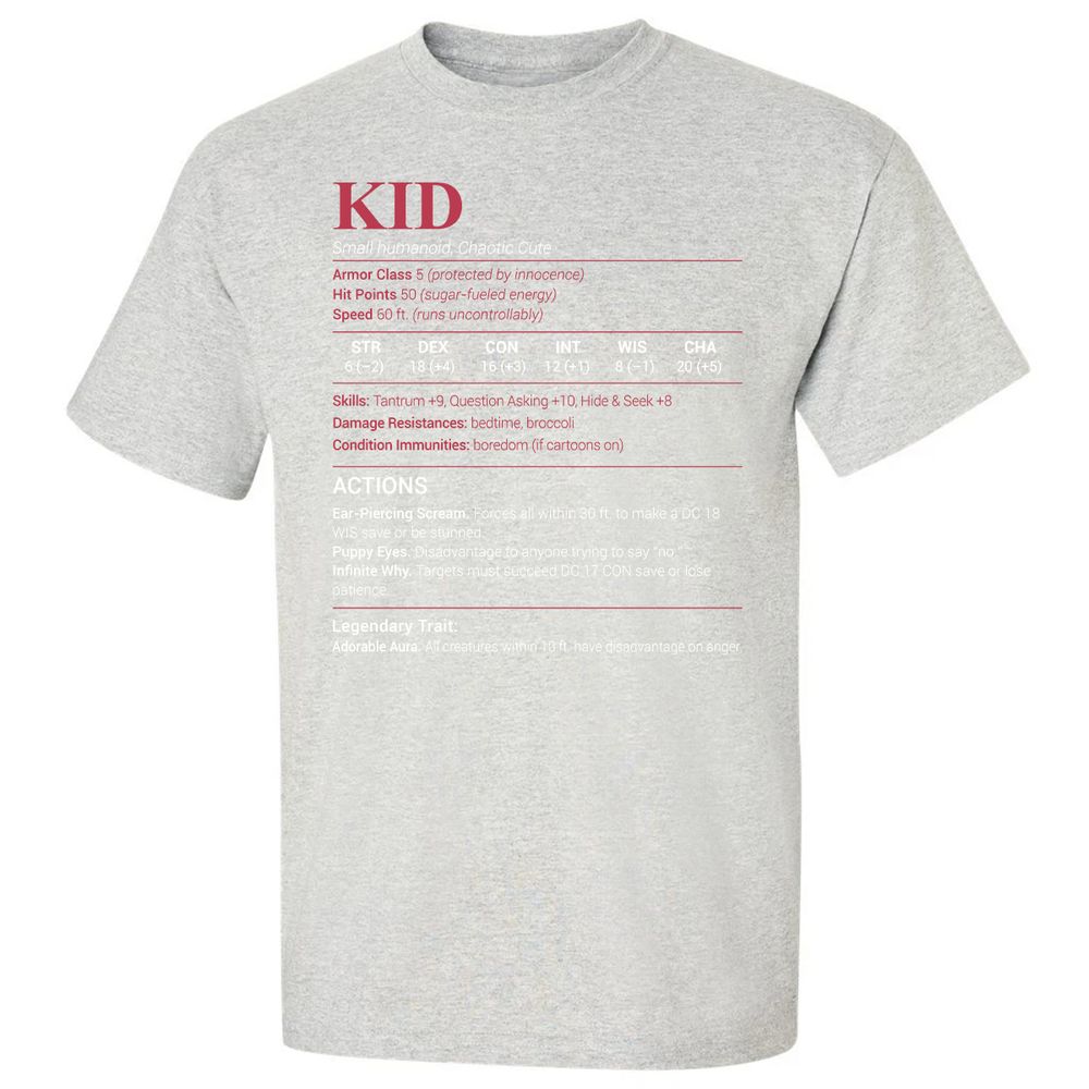 Kid Stats Classic Unisex T-Shirt - Ash - 2