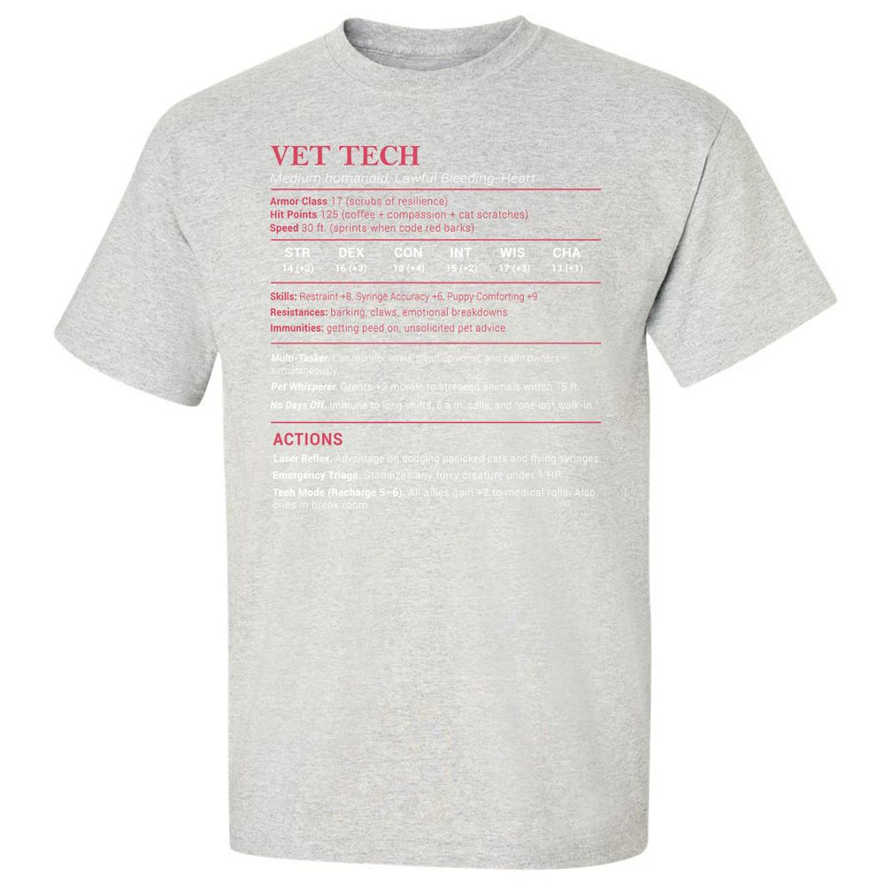 Vet Tech Stats Classic Unisex T-Shirt - Ash - 2