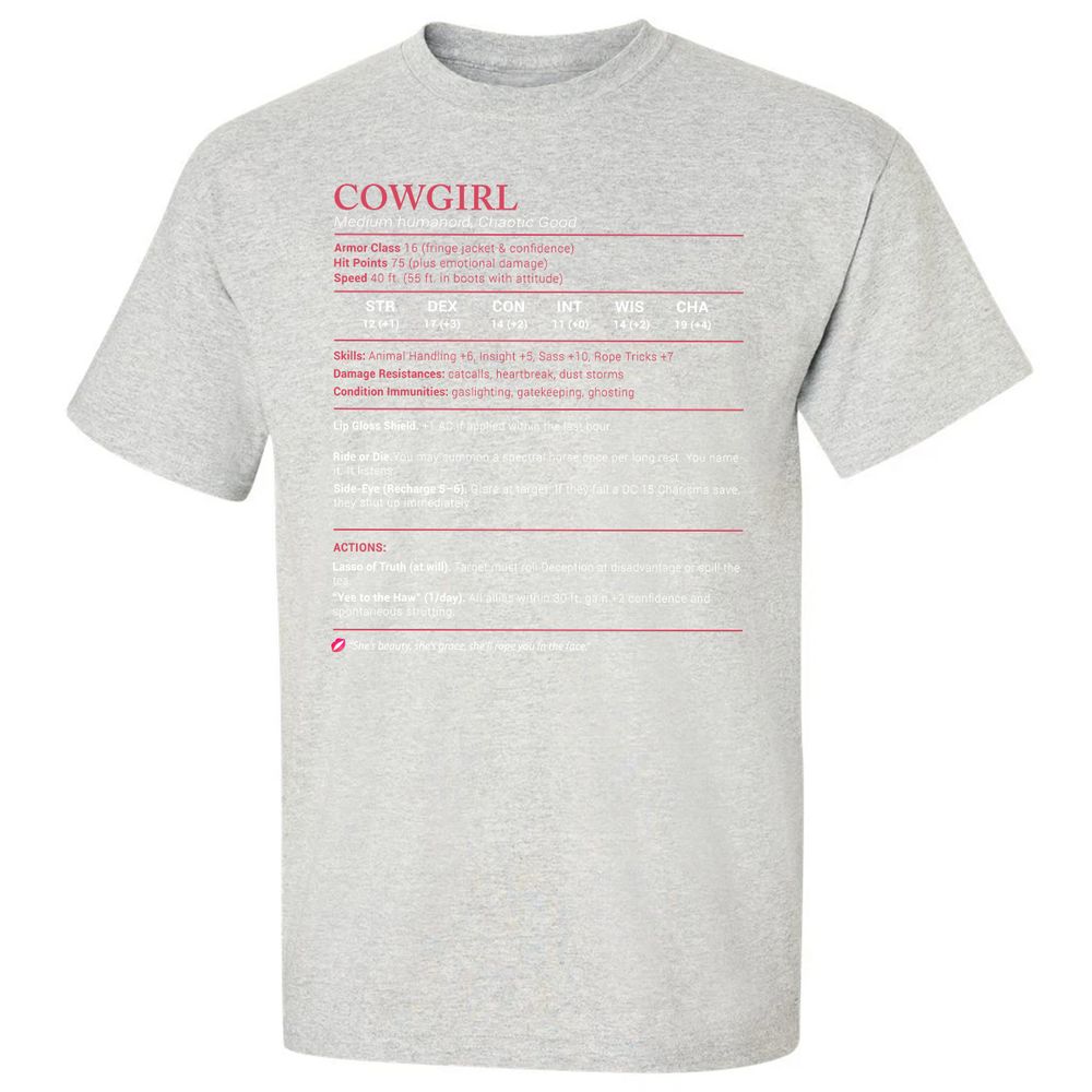 Cowgirl Stats Classic Unisex T-Shirt - Ash - 2