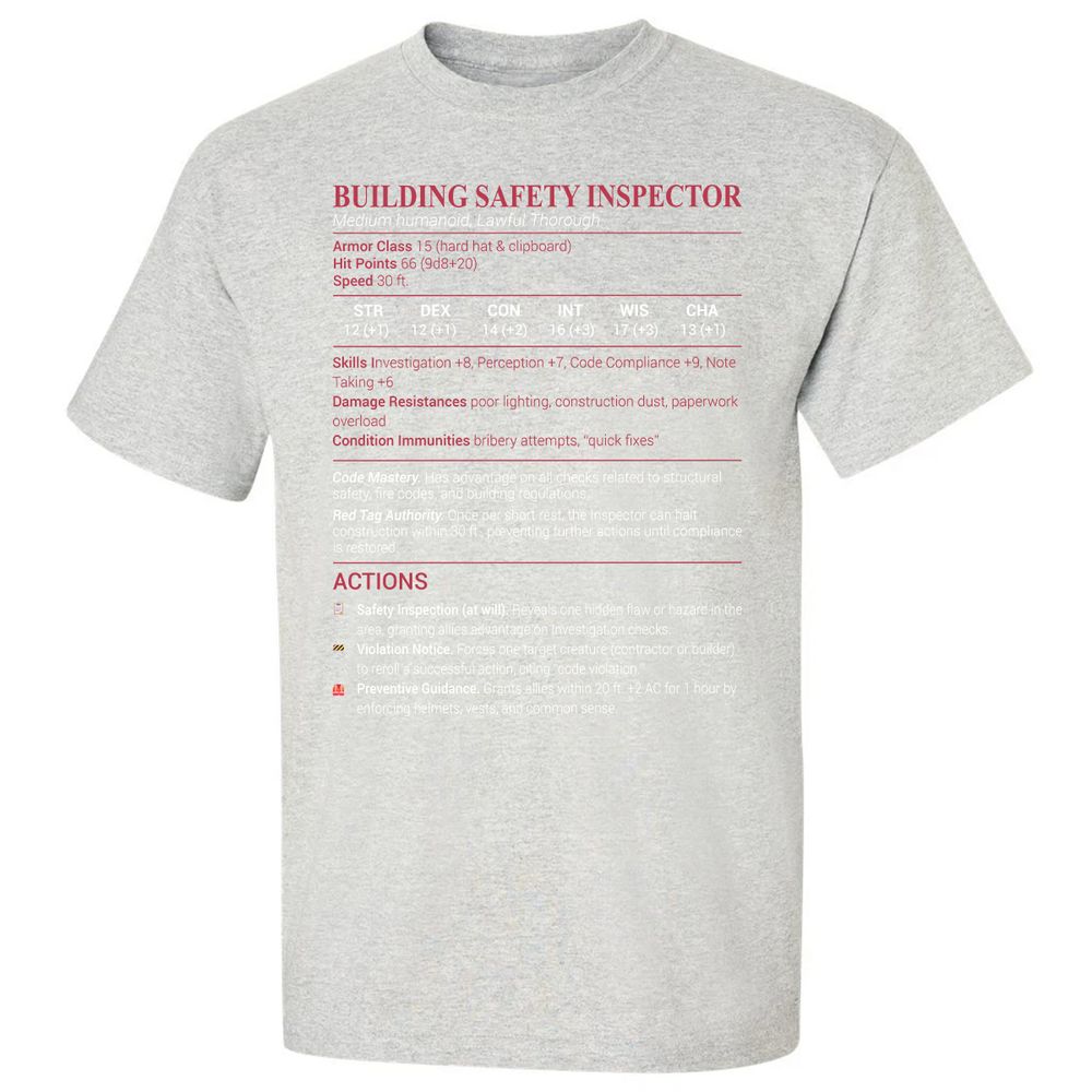 Building Safety Inspector Classic Unisex T-Shirt - Ash - 2