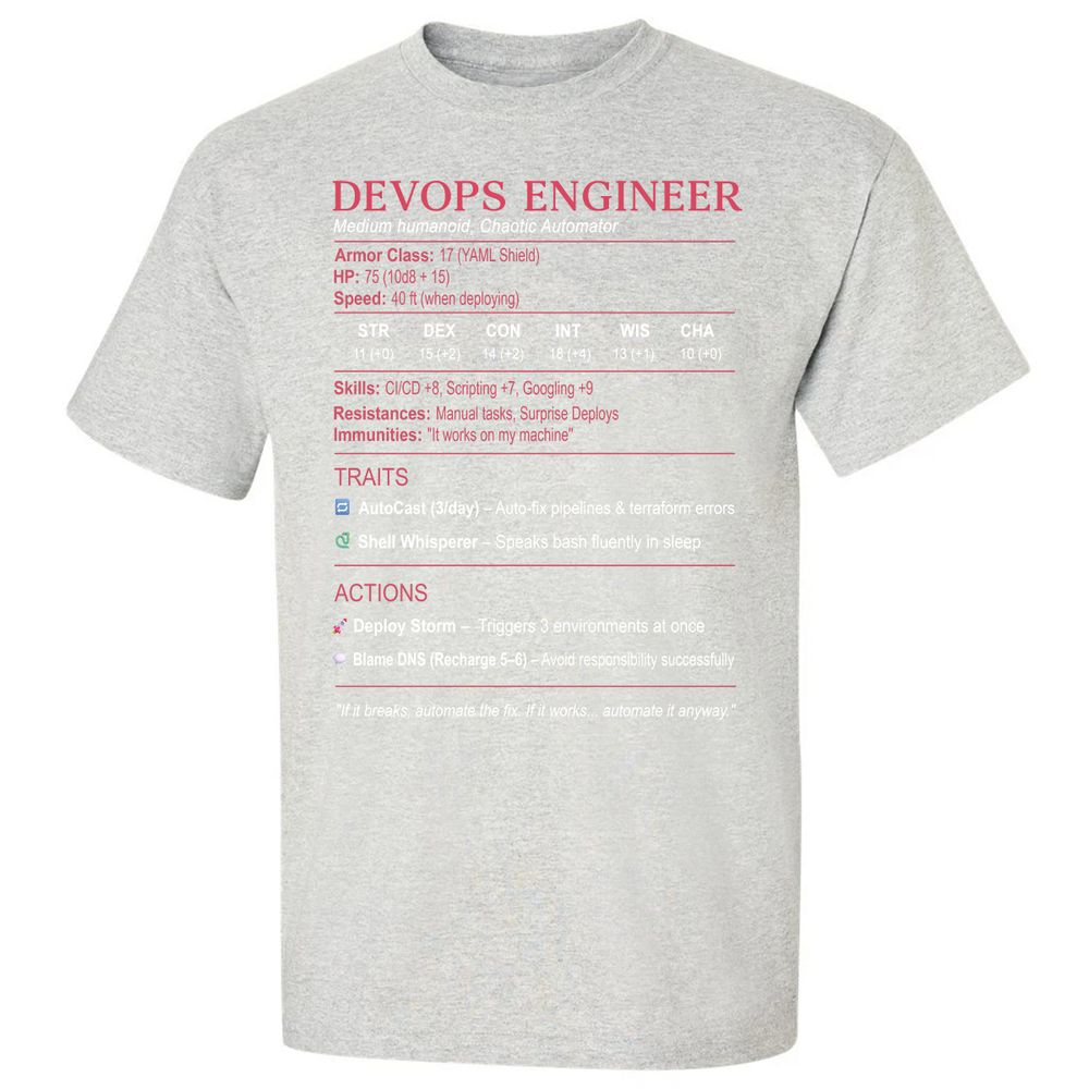 DevOps Engineer Stats Classic Unisex T-Shirt - Ash - 2
