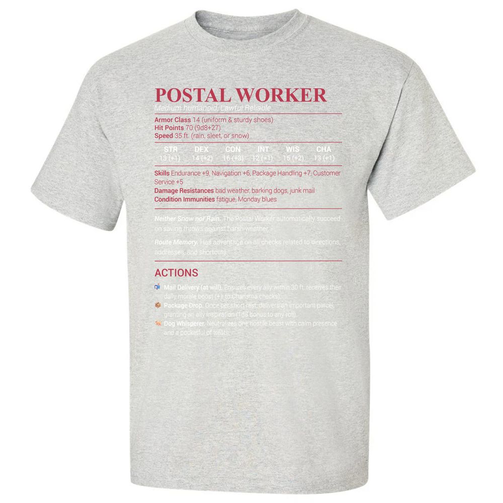 Postal Worker Classic Unisex T-Shirt - Ash - 2