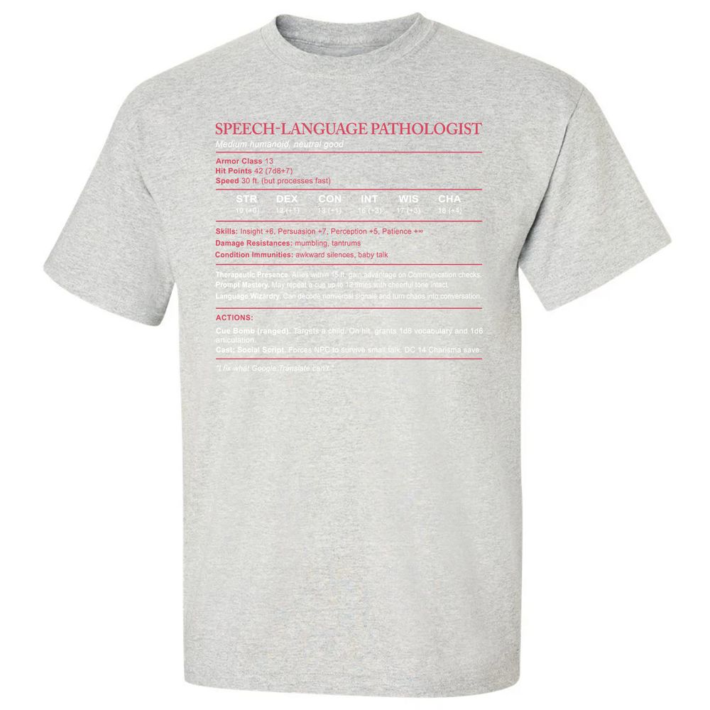 Speech Language Pathologist Stats Classic Unisex T-Shirt - Ash - 2