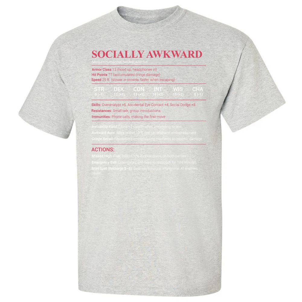 Socially Awkward Stats Classic Unisex T-Shirt - Ash - 2