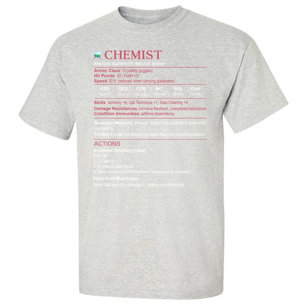 Chemist Stats Classic Unisex T-Shirt - Ash - 2