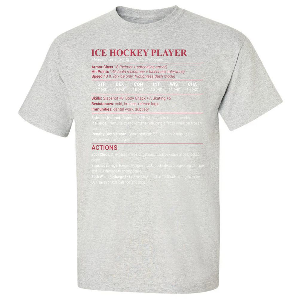 Ice Hockey Player Classic Unisex T-Shirt - Ash - 2