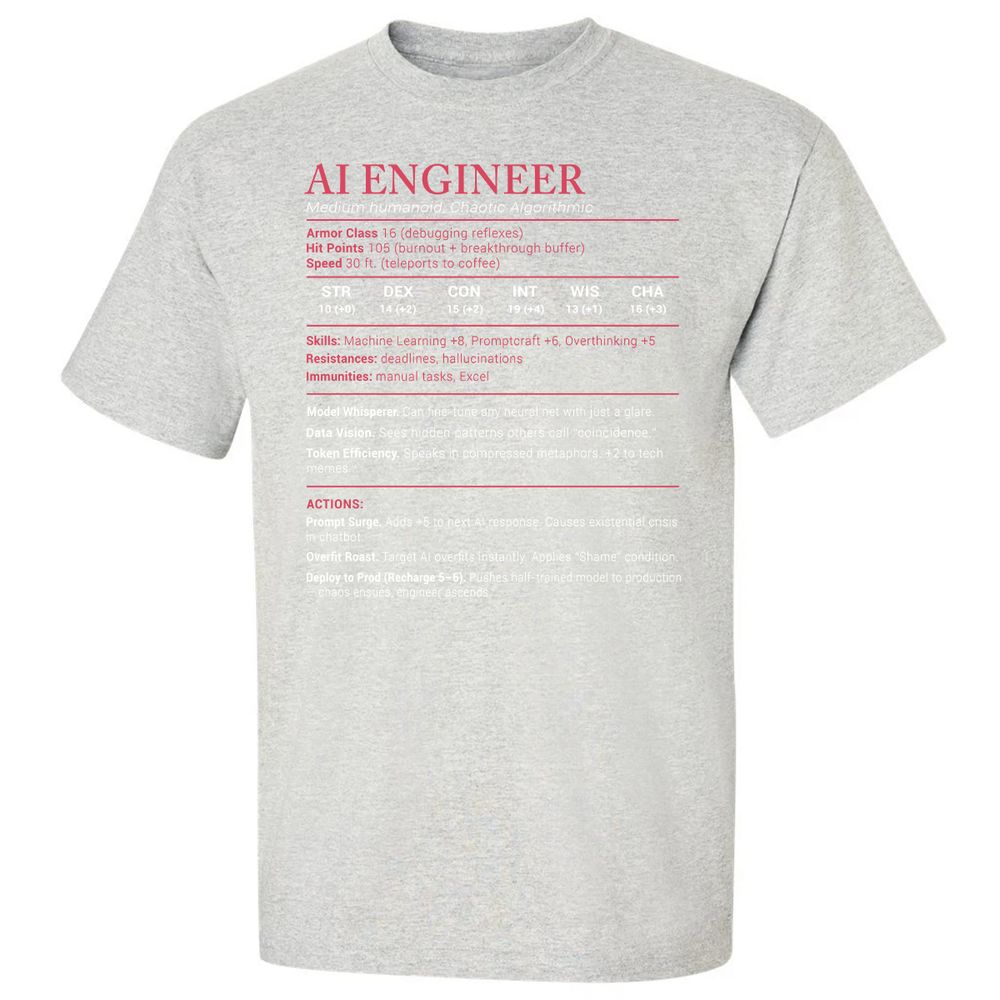 AI Engineer Stats Classic Unisex T-Shirt - Ash - 2
