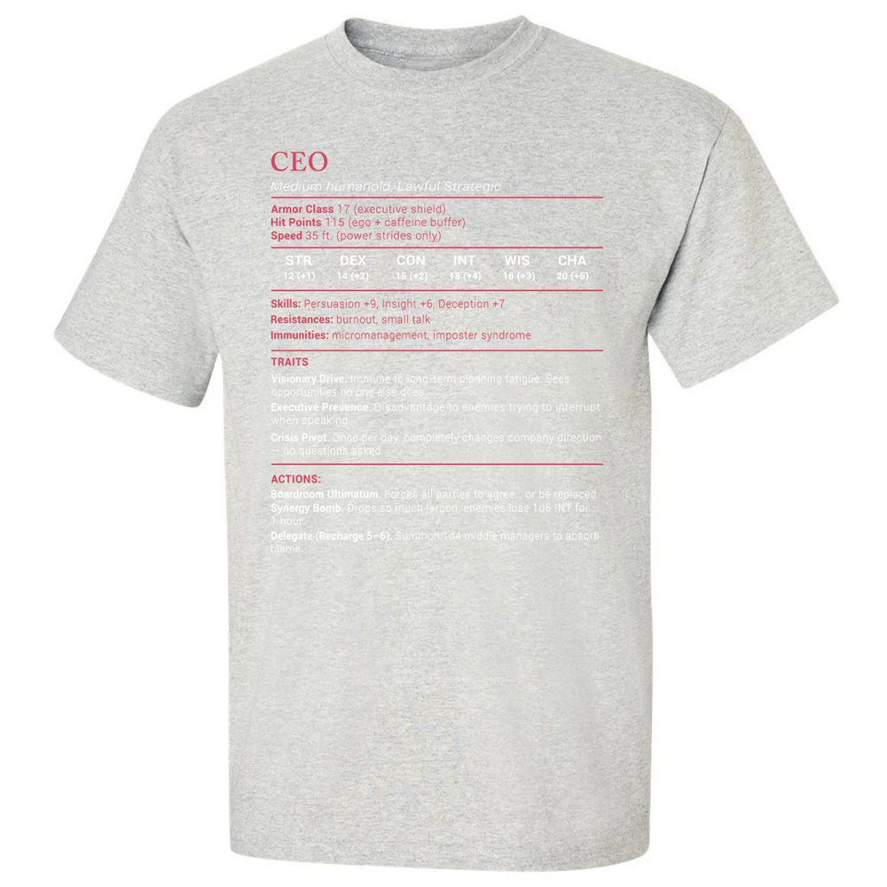 CEO Stats Classic Unisex T-Shirt - Ash - 2