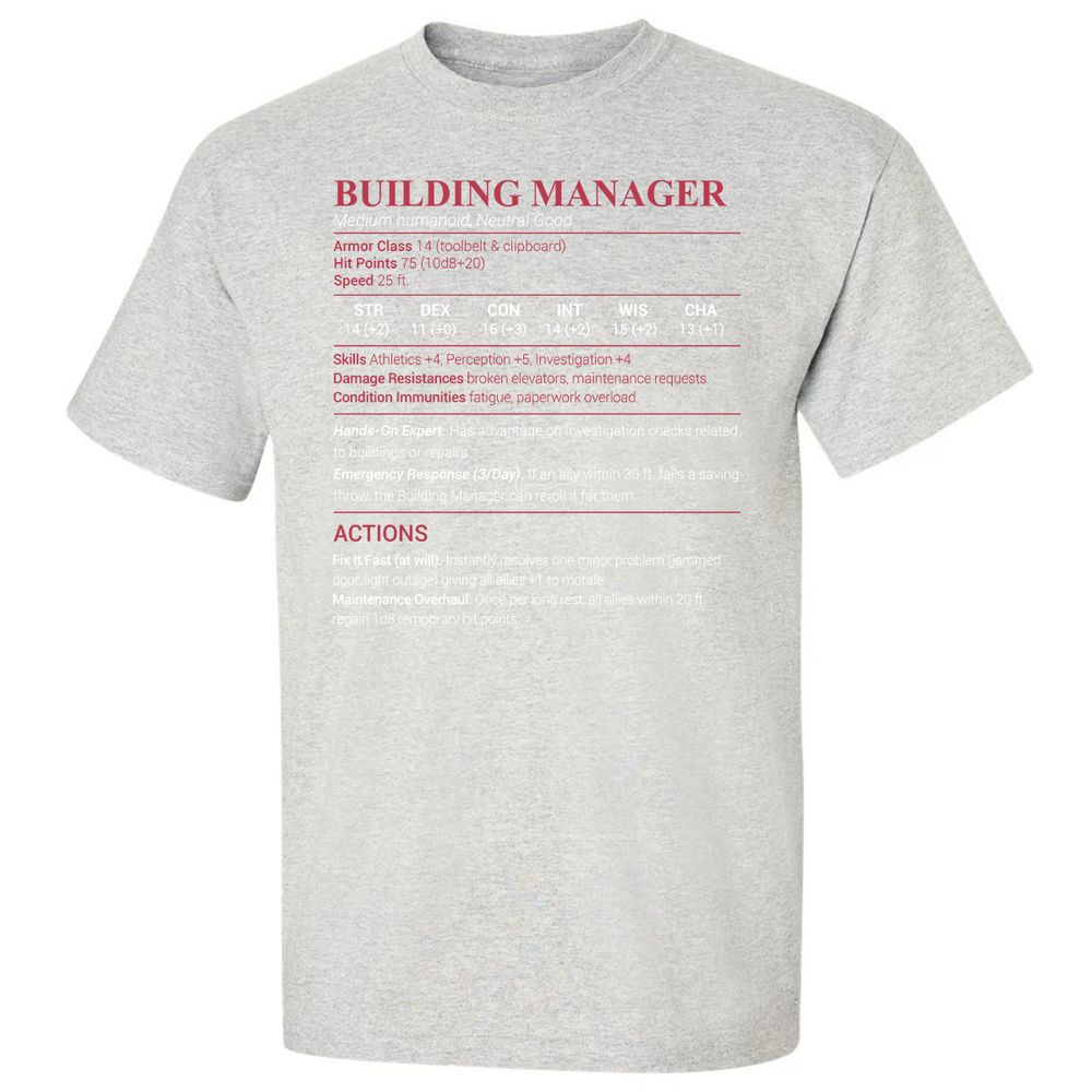 Building Manager Classic Unisex T-Shirt - Ash - 2
