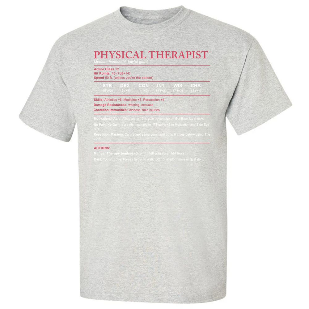 Physical Therapist Stats Classic Unisex T-Shirt - Ash - 2